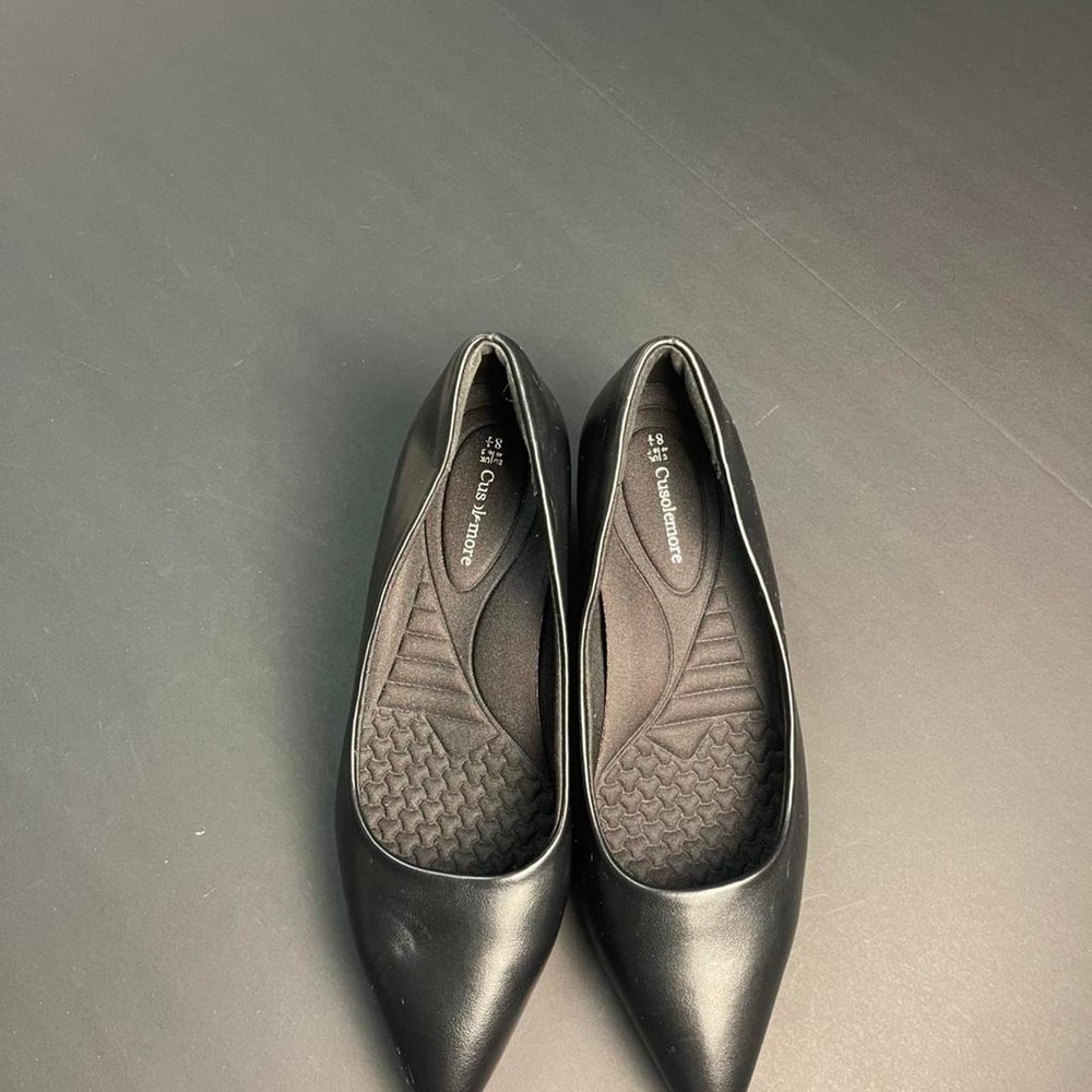 Black leather Cusolemore flats with cushioned insoles 8.5